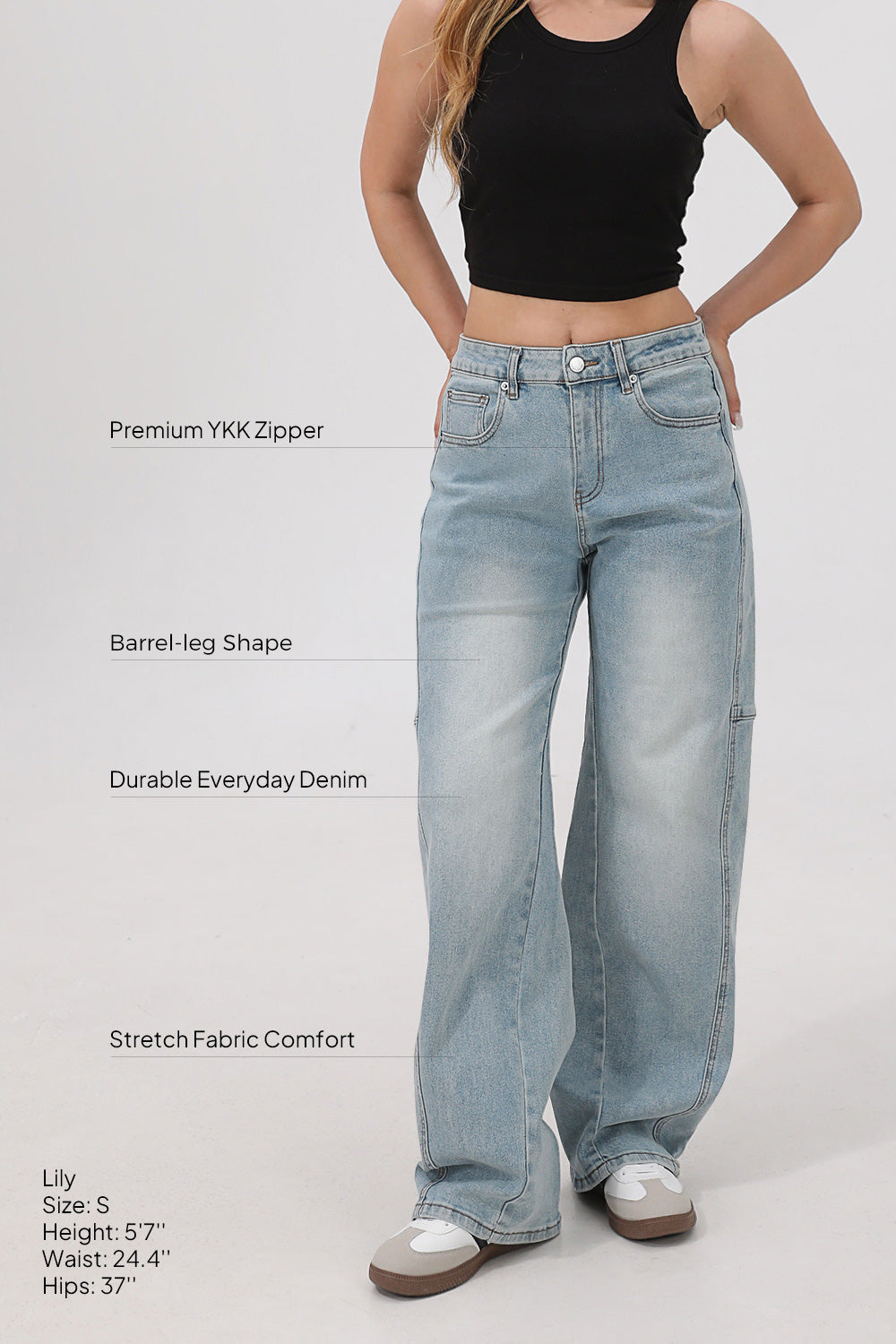 Arc Curved Barrel Jeans - Sky Blue