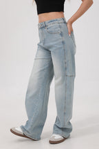 Arc Curved Barrel Jeans - Sky Blue