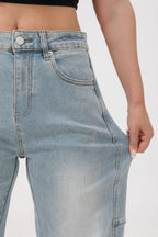 Arc Curved Barrel Jeans - Sky Blue