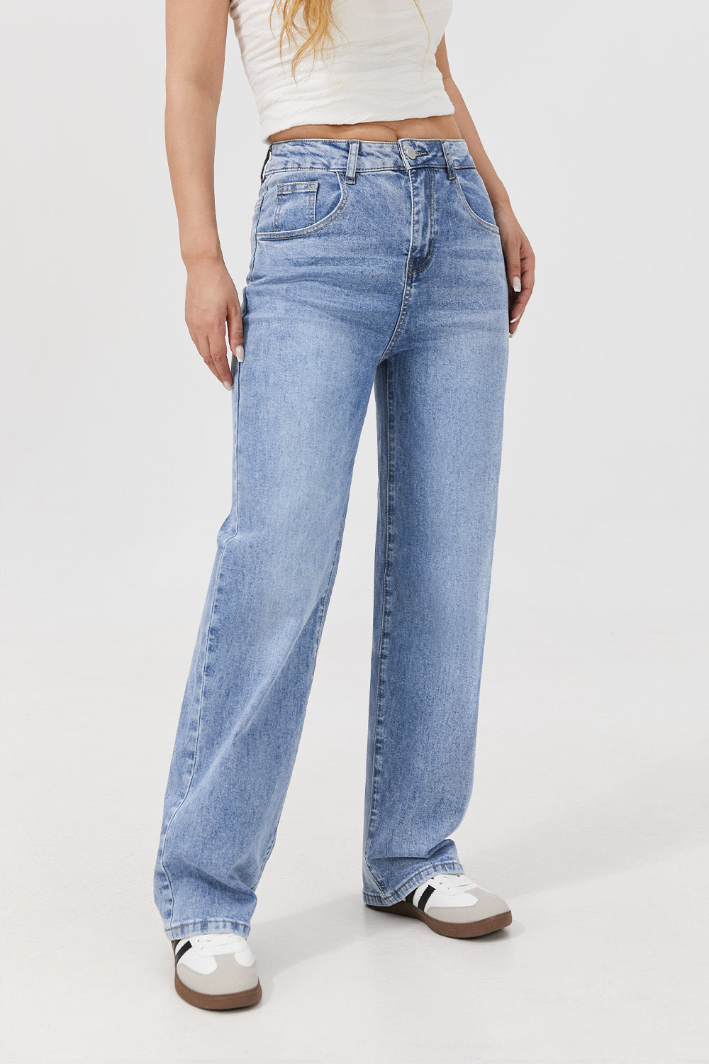 Afterlight Wide Straight Leg Jeans - Light Blue