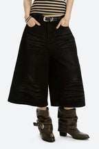 Vintage Washed Cropped Wide Leg Jeans