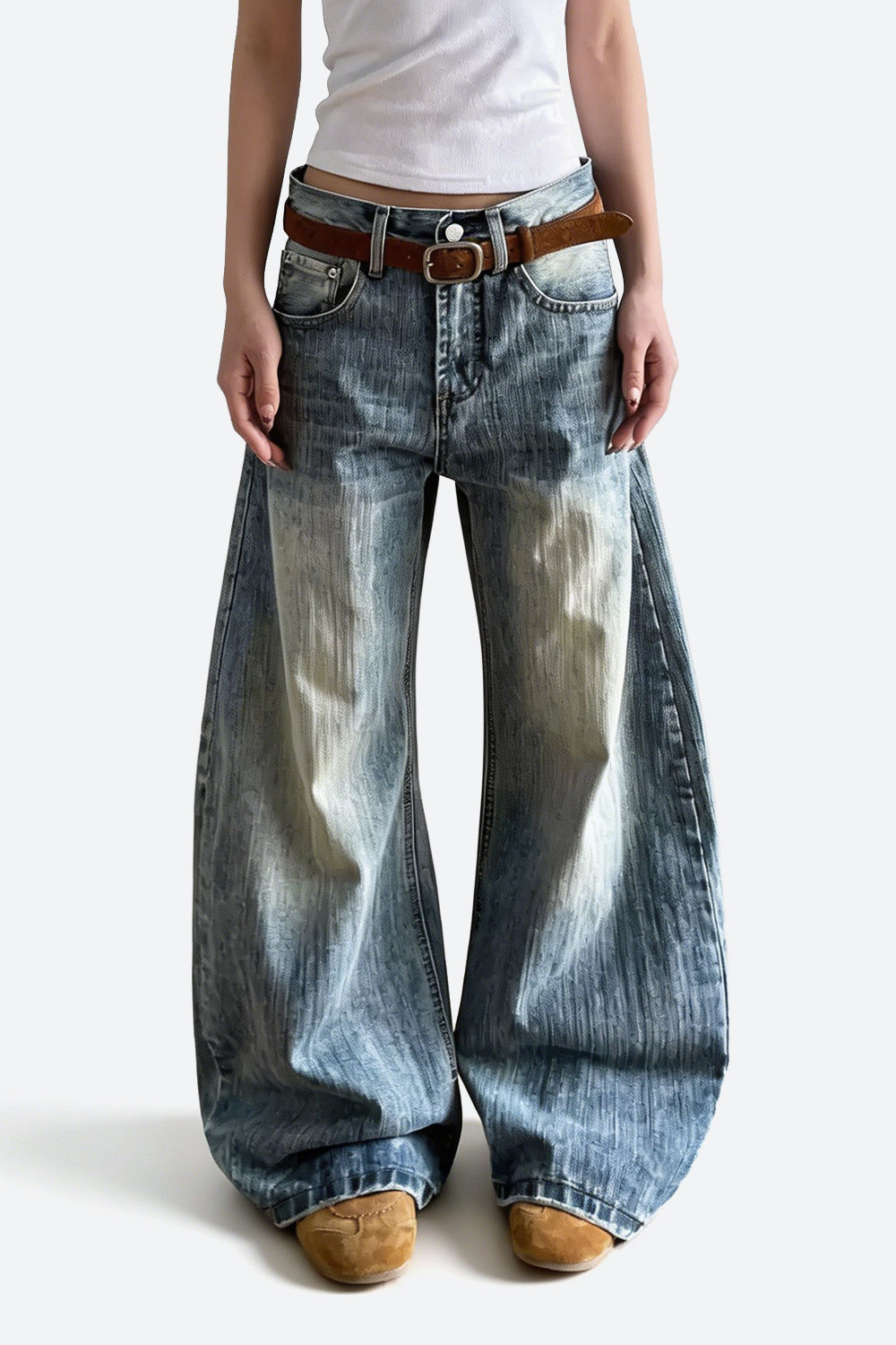 Slub Wash Barrel Jeans