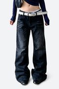 Whiskered Relaxed Flare Jeans
