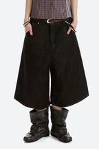 Classic Black Cropped Wide Leg Jeans