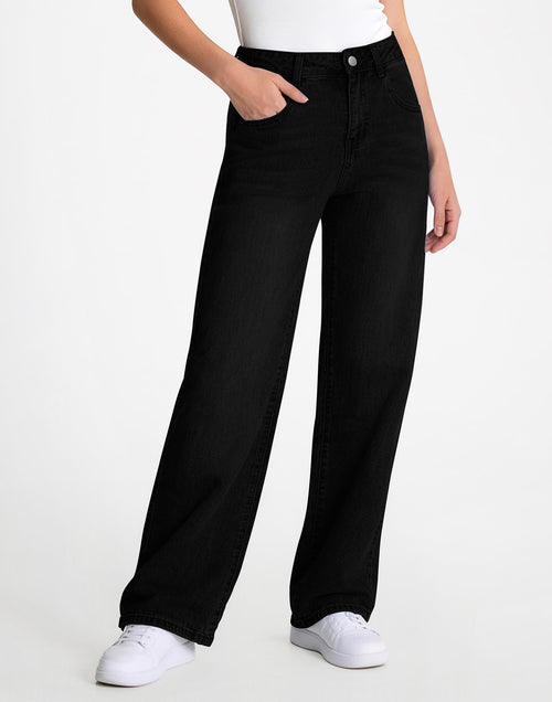 Afterlight Wide Leg Straight Women's Jeans - Black