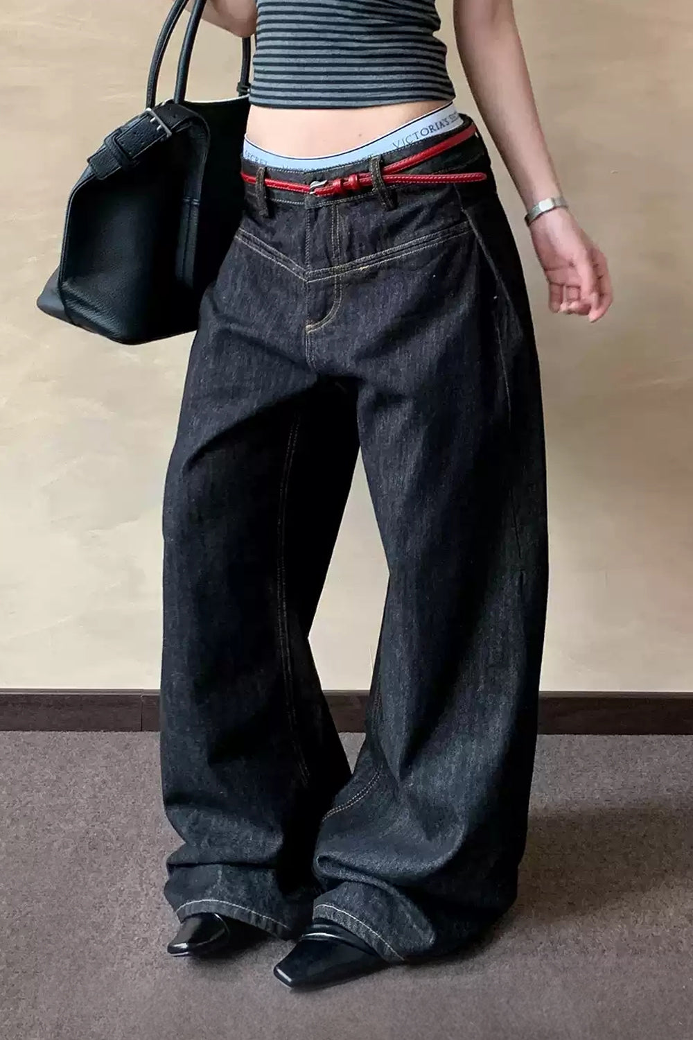 Raw Indigo Low Rise Barrel Jeans