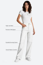 Afterlight Wide Straight Leg Jeans - White