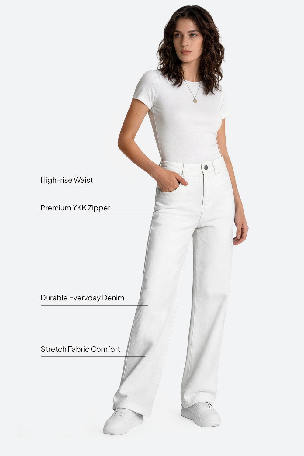 Afterlight Wide Straight Leg Jeans - White