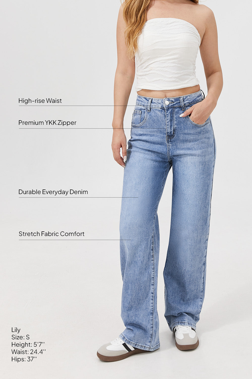 Afterlight Wide Straight Leg Jeans - Light Blue