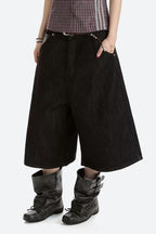 Classic Black Cropped Wide Leg Jeans