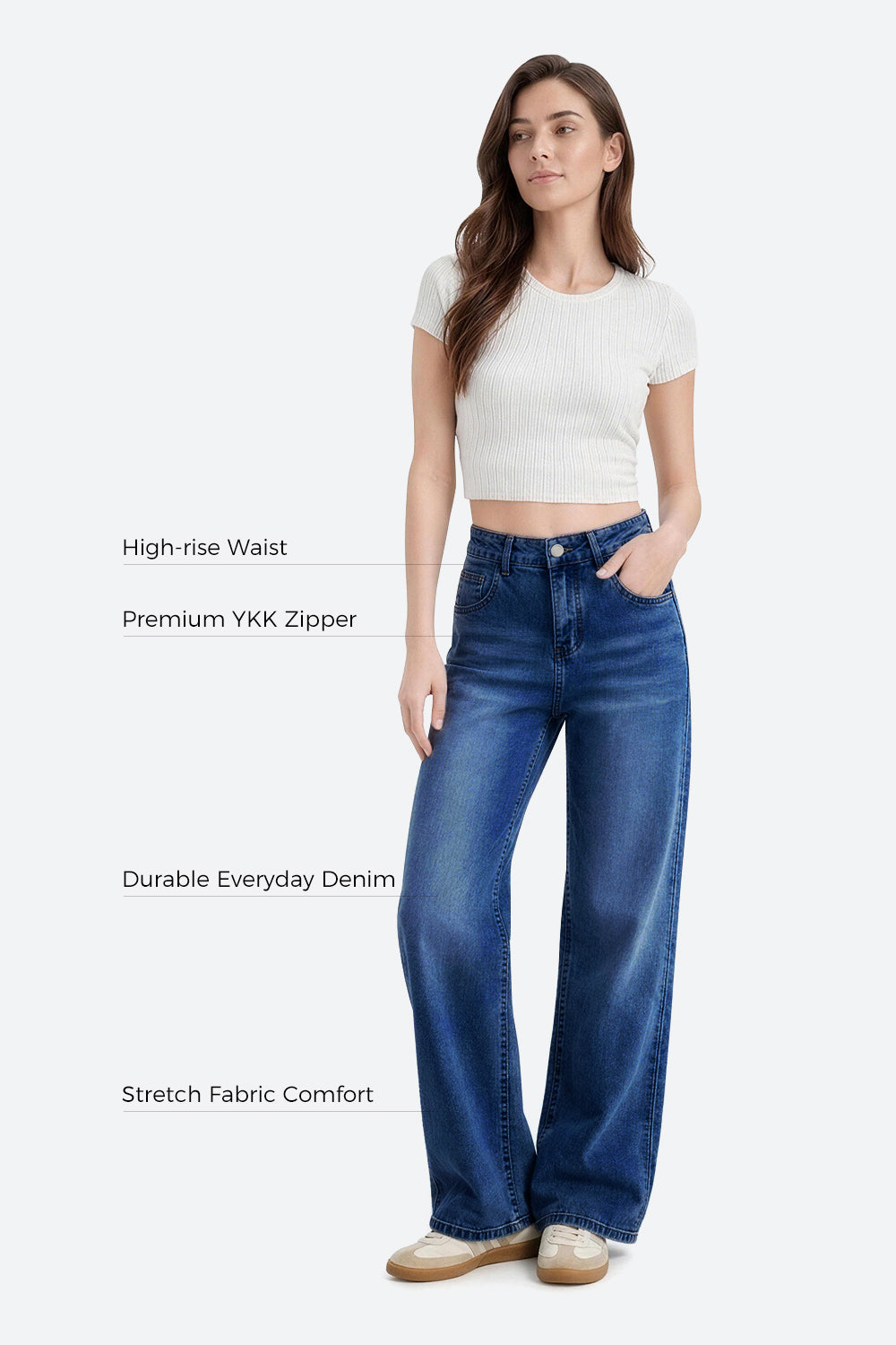 Afterlight Wide Straight Leg Jeans - Dark Blue