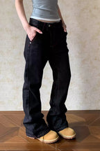 Contrast Stitch Relaxed Flare Jeans