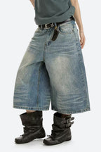 Vintage Washed Cropped Wide Leg Jeans