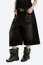 Studded Cropped Denim Pants