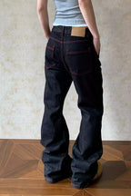 Contrast Stitch Relaxed Flare Jeans