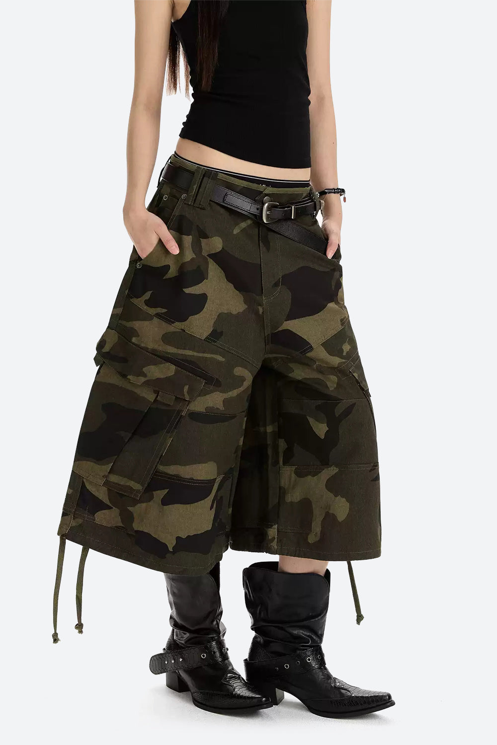Wide Leg Camo Utility Capris
