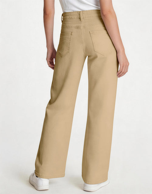 Afterlight Wide Leg Straight Women's Jeans - Apricot