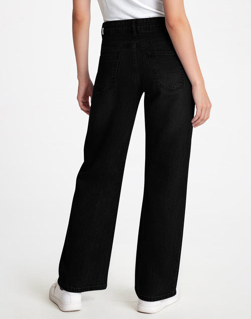 Afterlight Wide Leg Straight Women's Jeans - Black