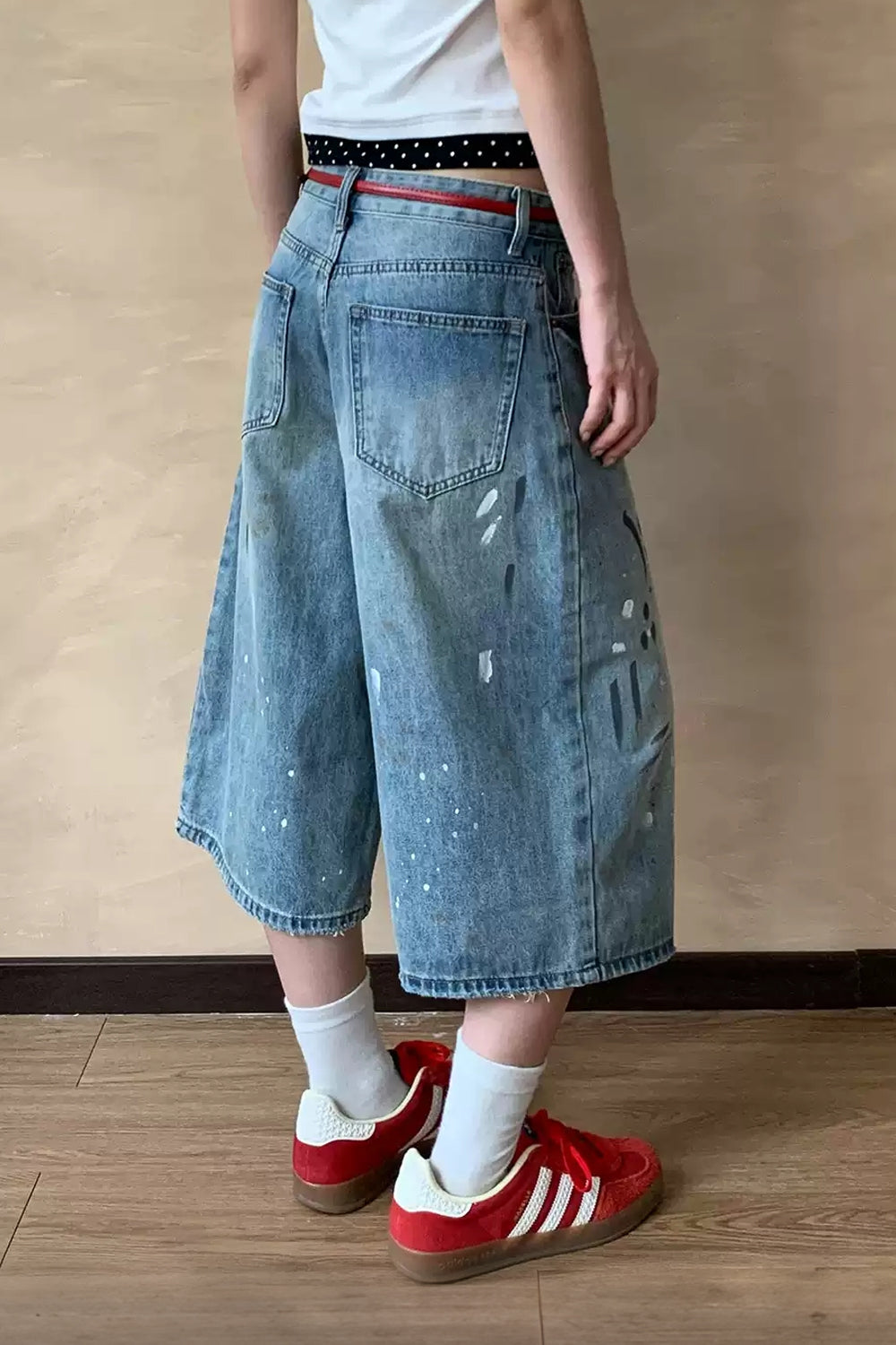 Paint Splatter Cropped Baggy Jeans