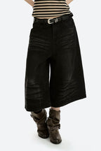 Vintage Washed Cropped Wide Leg Jeans