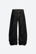 Raw Indigo Low Rise Barrel Jeans