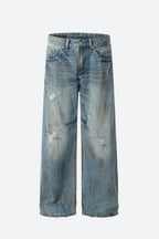 Cracked Wash Distressed Jeans