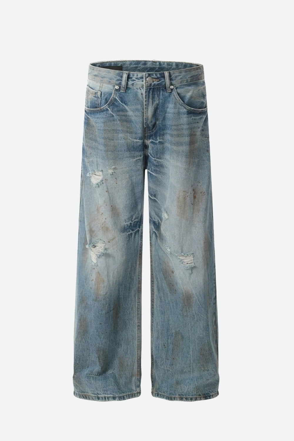 Cracked Wash Distressed Jeans