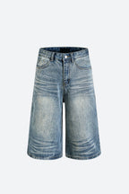 Vintage Washed Cropped Wide Leg Jeans