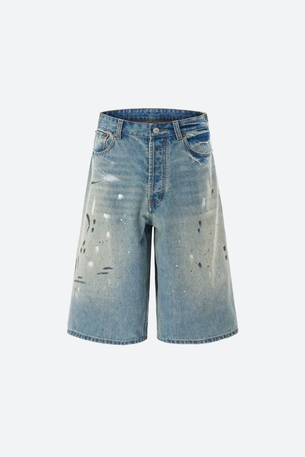 Paint Splatter Cropped Baggy Jeans