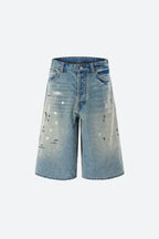 Paint Splatter Cropped Baggy Jeans