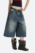 Studded Cropped Denim Pants