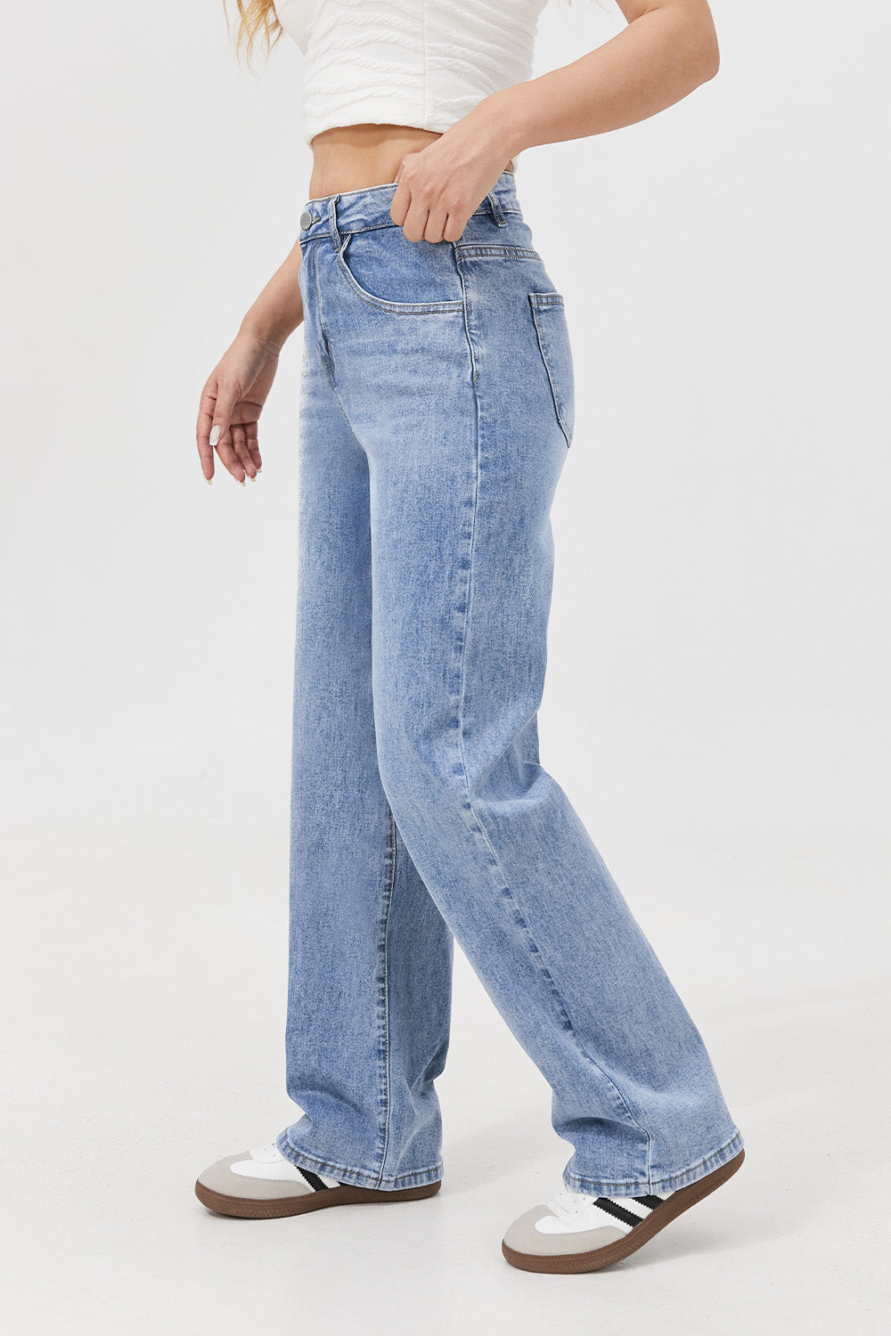 Afterlight Wide Straight Leg Jeans - Light Blue