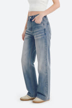 Afterlight Wide Straight Leg Jeans - Retro Blue