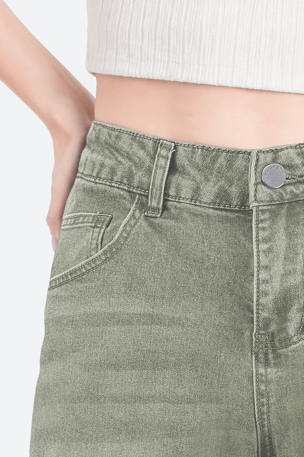 Afterlight Wide Straight Leg Jeans - Green