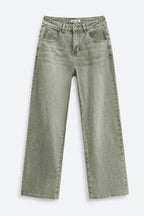Afterlight Wide Straight Leg Jeans - Green
