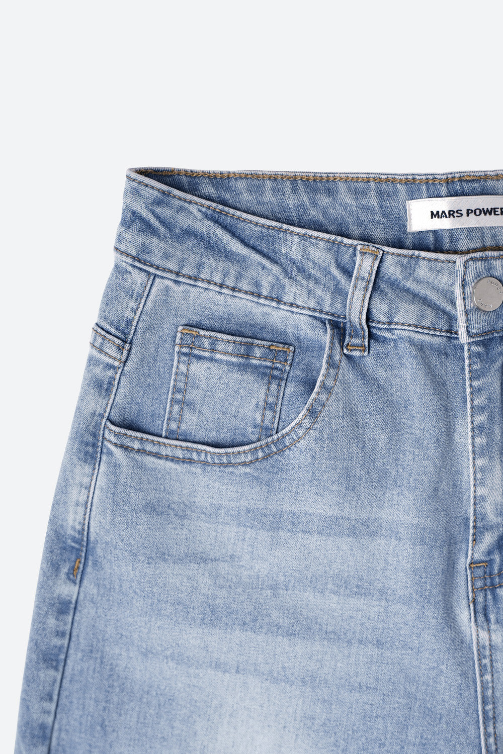 High-Waisted Stretch Wide-Leg Straight Jeans - Light Blue