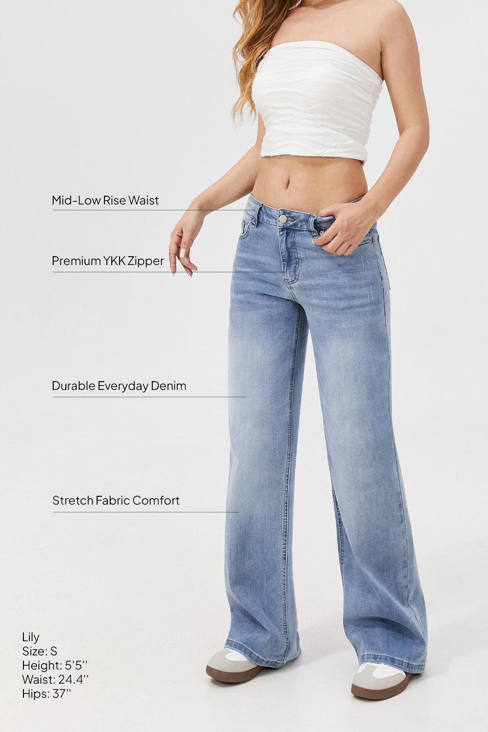 Mars Power Dusk low rise jeans in light blue denim