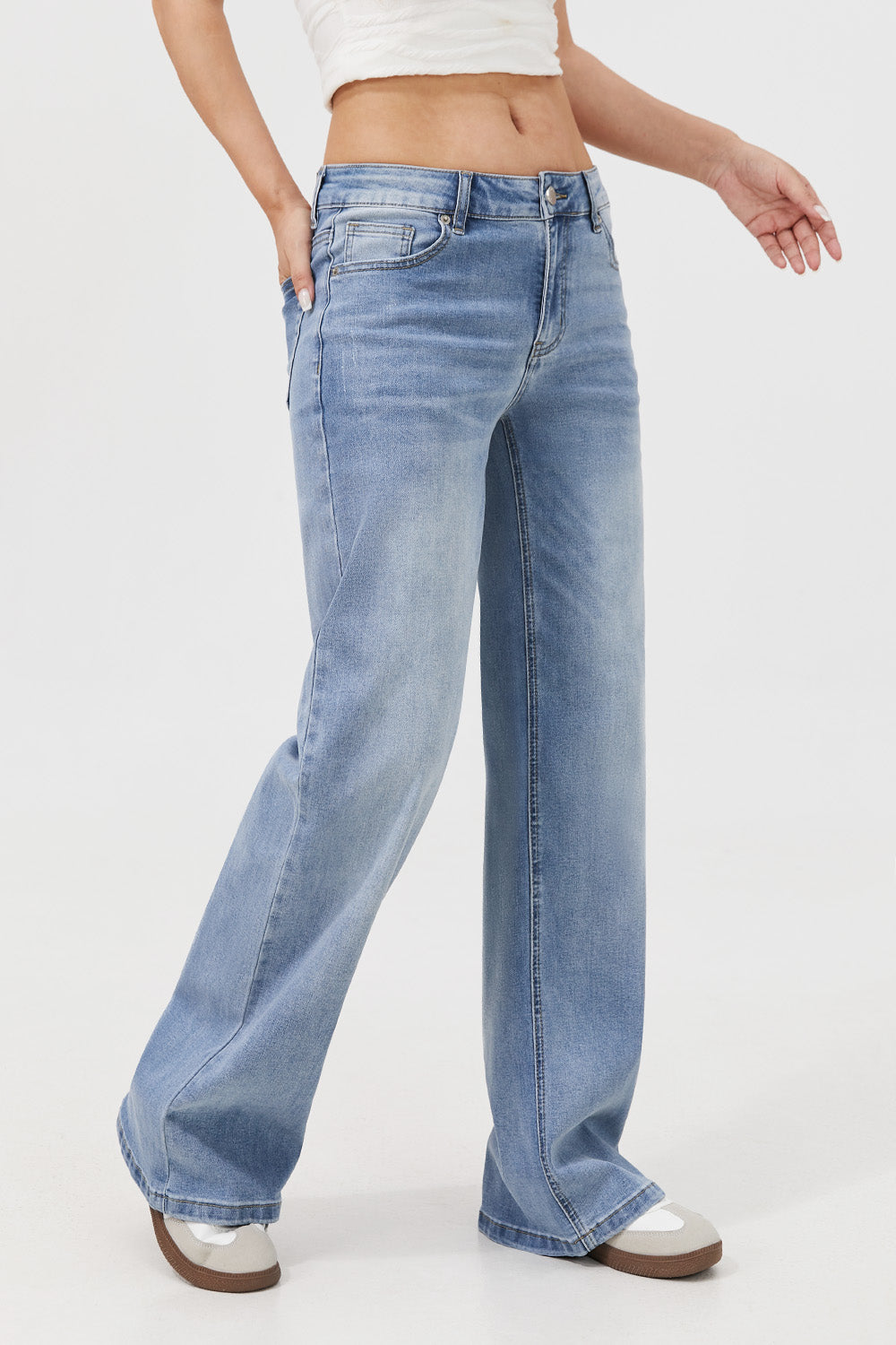 Mars Power Dusk low rise jeans in light blue denim