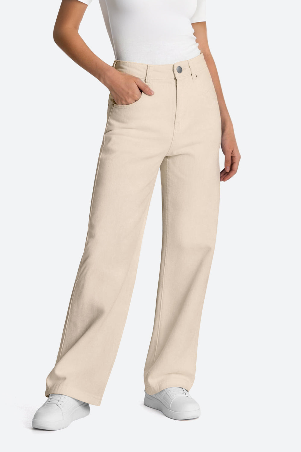 Mars Power Afterlight Wide Straight Leg Jeans - Beige