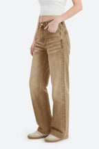 Mars Power Afterlight Wide Straight Leg Jeans - Brown