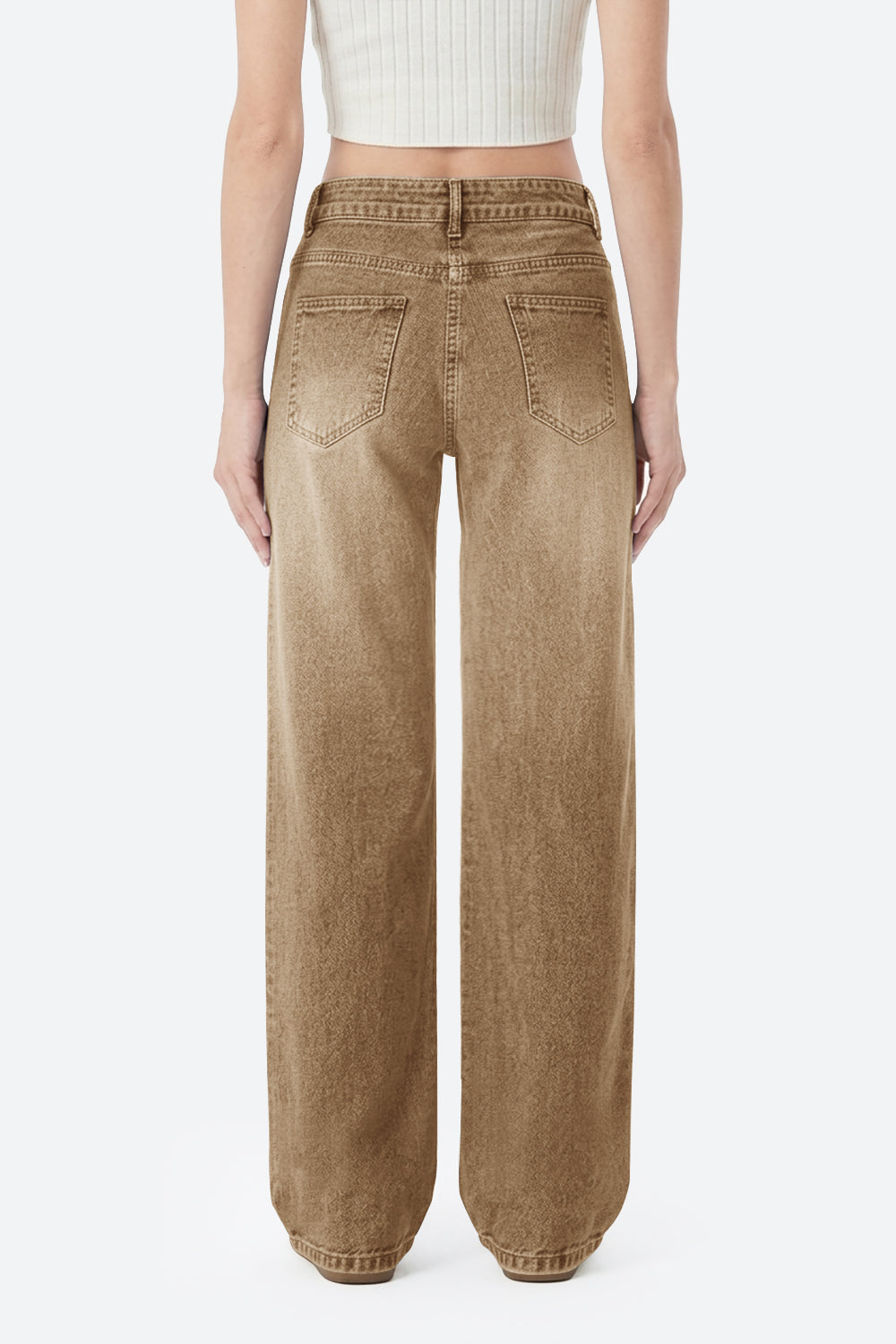 Mars Power Afterlight Wide Straight Leg Jeans - Brown