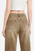 Mars Power Afterlight Wide Straight Leg Jeans - Brown