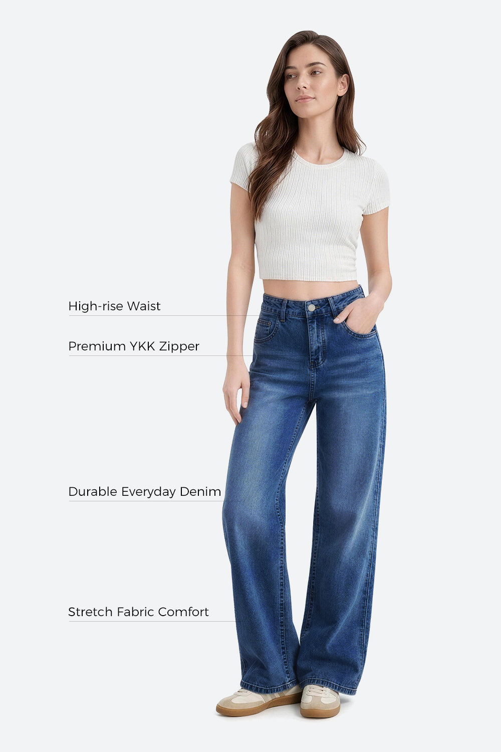 Mars Power Afterlight Wide Straight Leg Jeans - Dark Blue