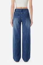 Mars Power Afterlight Wide Straight Leg Jeans - Dark Blue