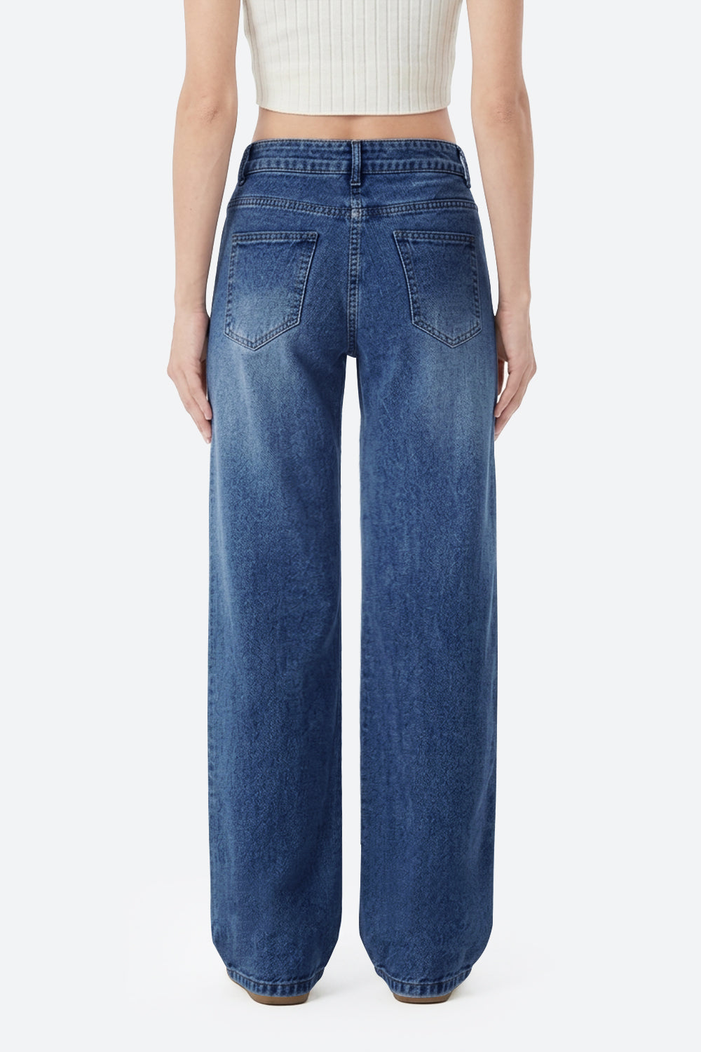 Mars Power Afterlight Wide Straight Leg Jeans - Dark Blue