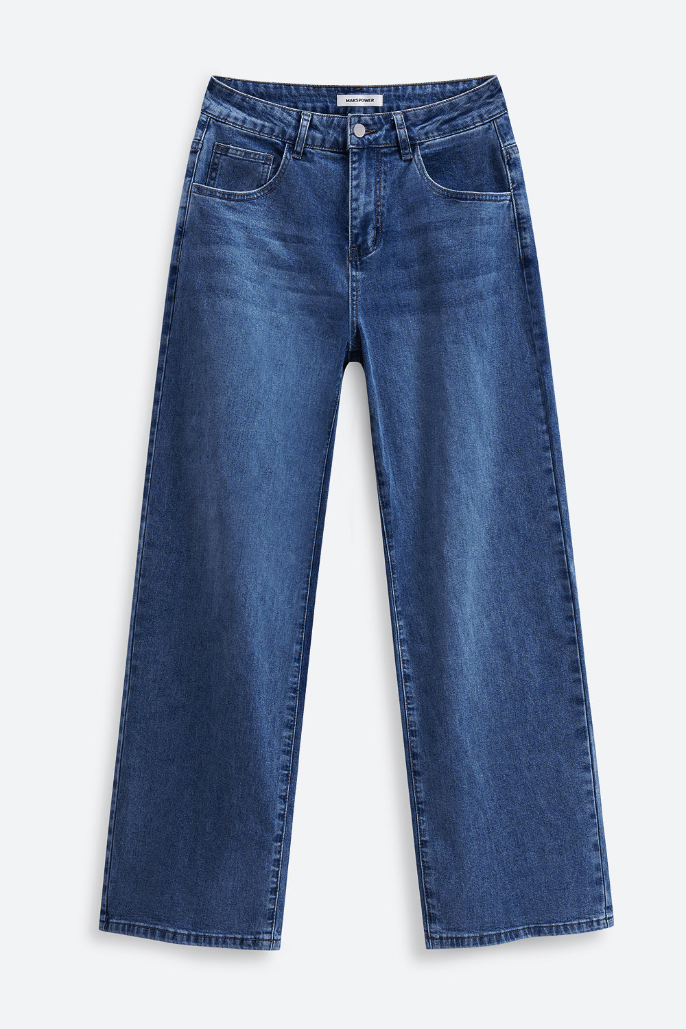 Mars Power Afterlight Wide Straight Leg Jeans - Dark Blue