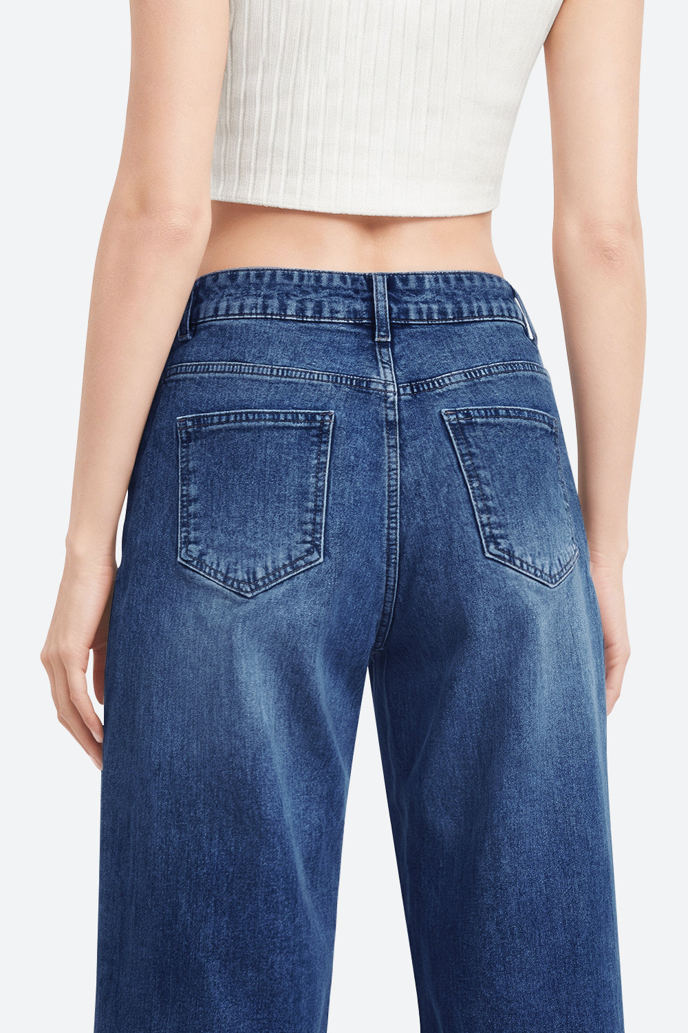 Mars Power Afterlight Wide Straight Leg Jeans - Dark Blue