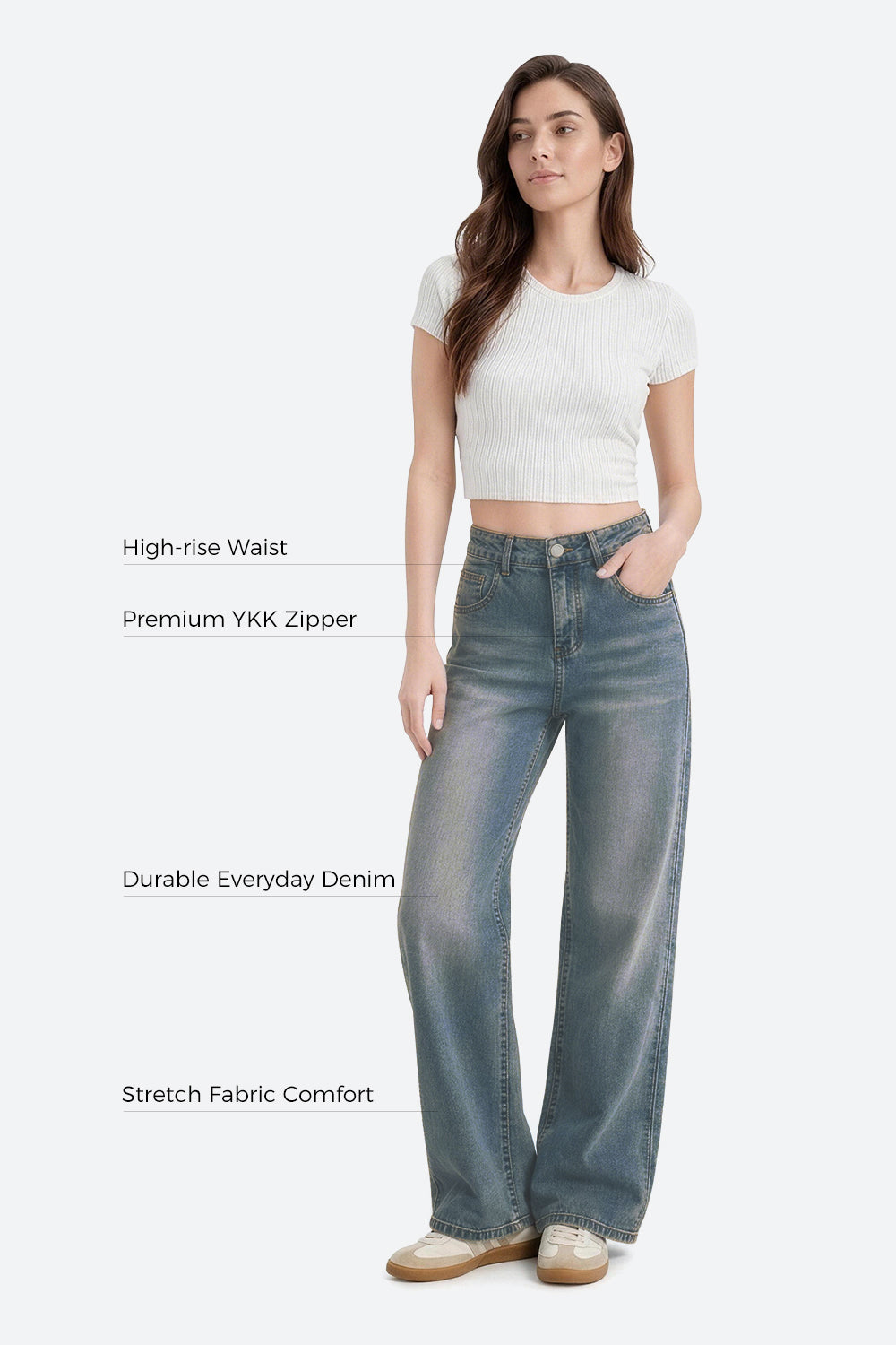 Mars Power Afterlight Wide Straight Leg Jeans - Dusk Blue
