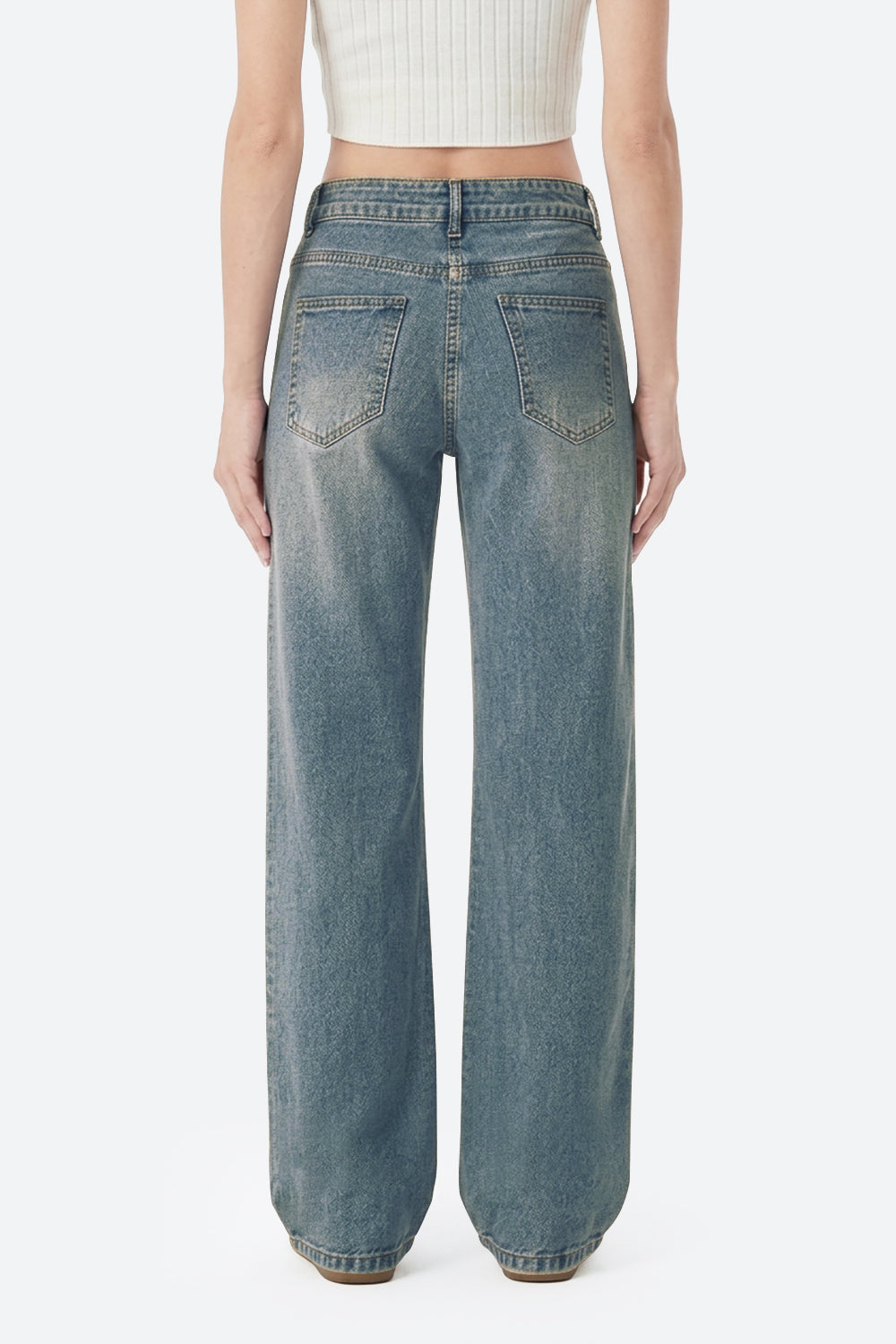 Mars Power Afterlight Wide Straight Leg Jeans - Dusk Blue