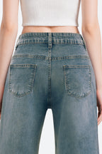 Mars Power Afterlight Wide Straight Leg Jeans - Dusk Blue